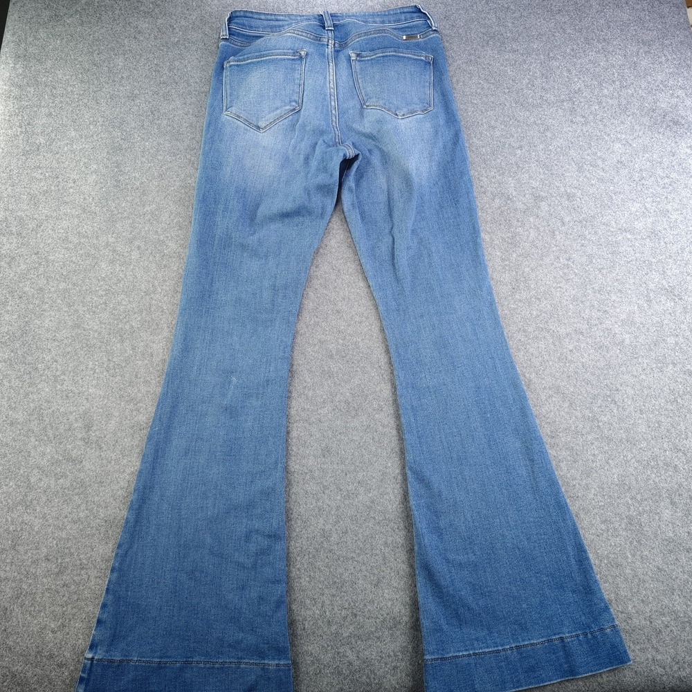Kancan Jeans‎ 9/28 Flare Blue Denim Stretch High Rise Light Wash Released Hem - Picture 10 of 11